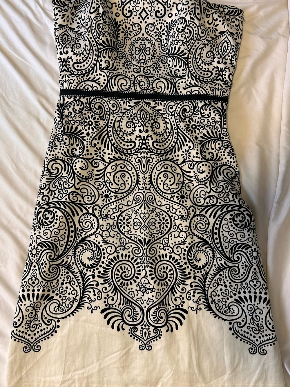 Ann Taylor Strapless Fully Lined Cotton Black & White High Waisted Dress Size 8